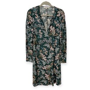 Dorothee Schumacher Abstract Print Silk Blend Dress Teal Green Pink Blue size 6